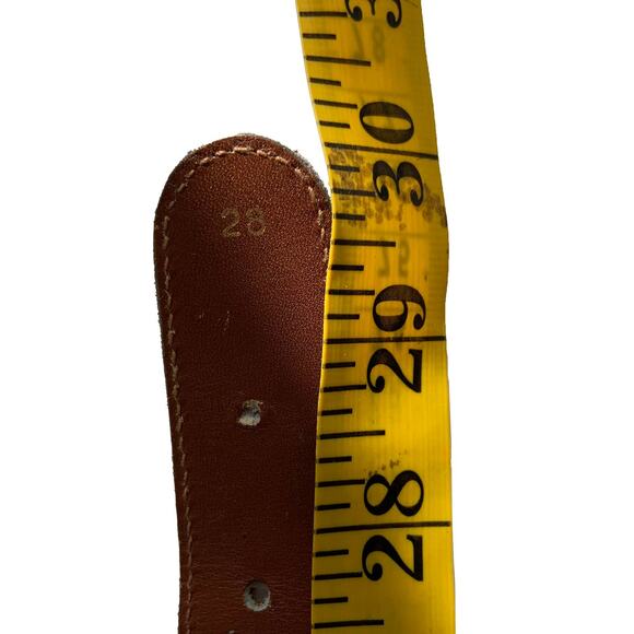 Vtg Made In Italy Frame Style Buckle Brown Belt Fabric Leather Casual Size 28 - Picture 6 of 7